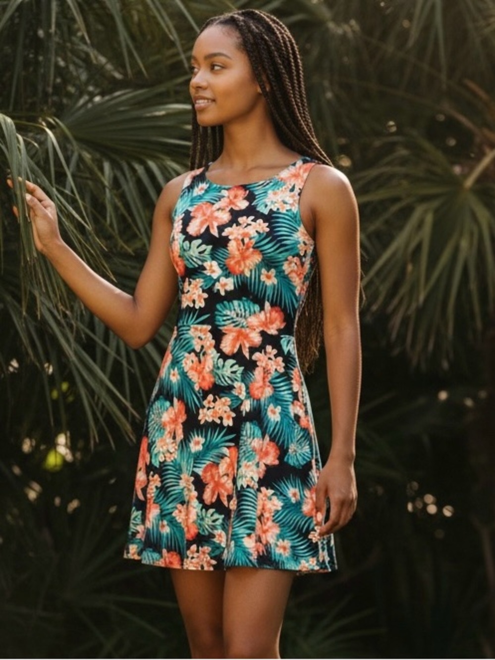 NWT PINK Victoria’s Secret Tropical Floral Skater Dress Cutout Large